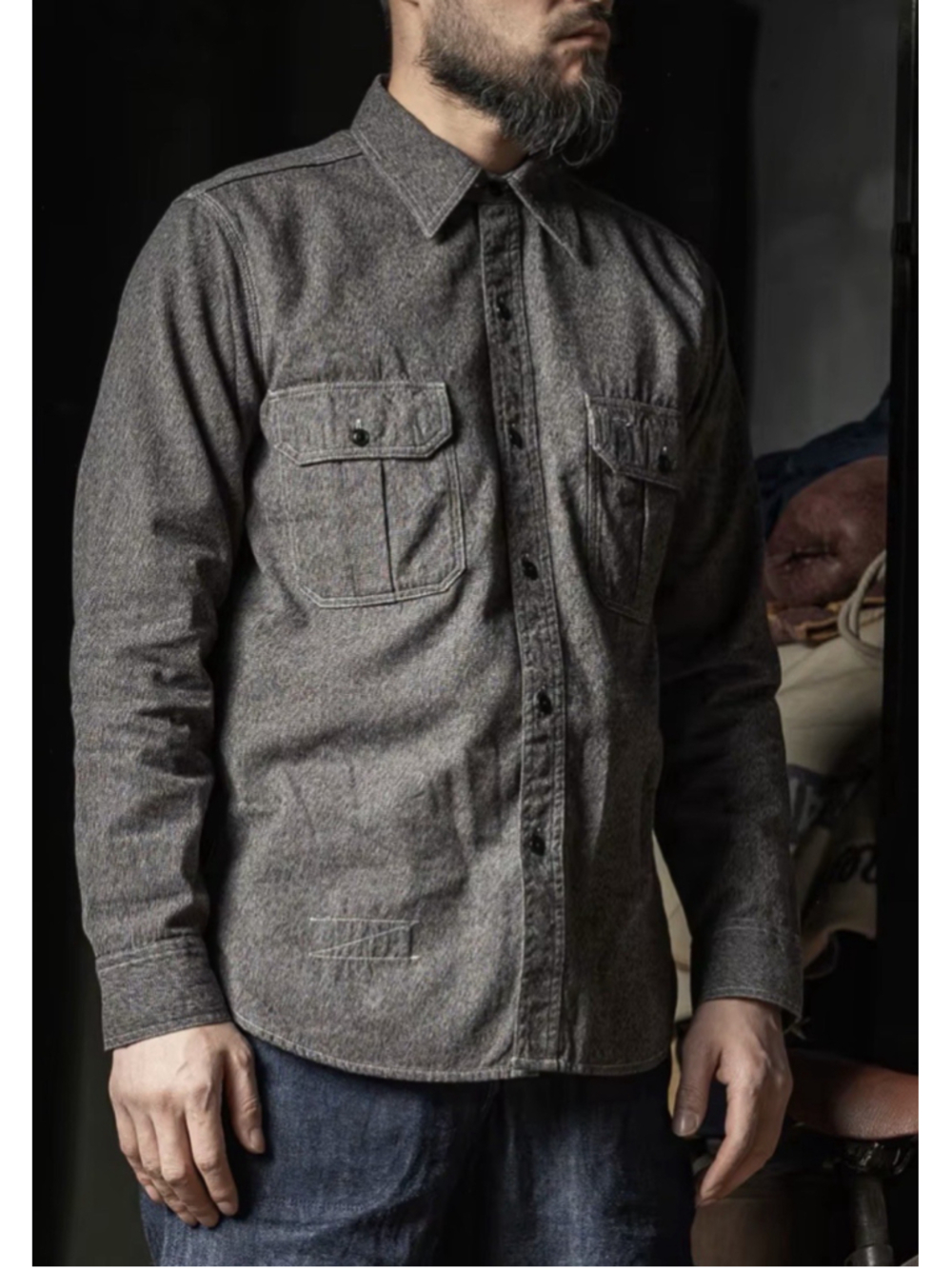 Bronson Mfg. Co. salt & pepper covert work shirt 38